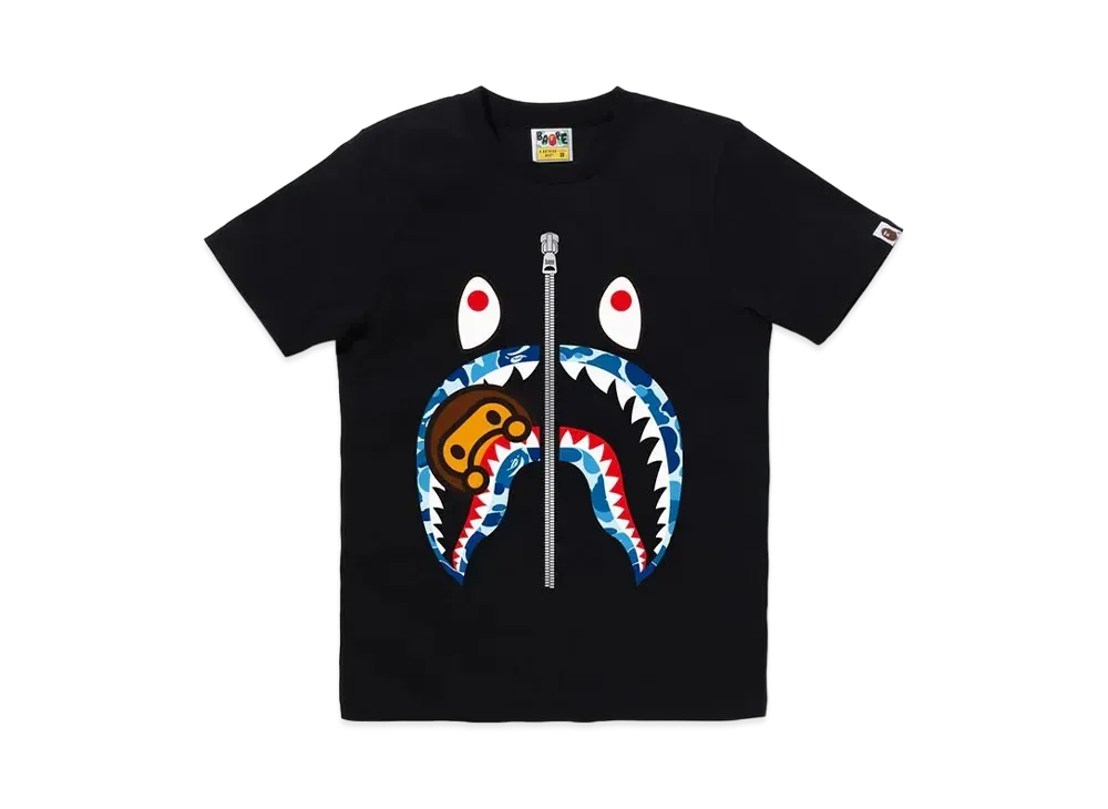 A BATHING APE ABC Camo Milo Shark Tee "Black/Blue"