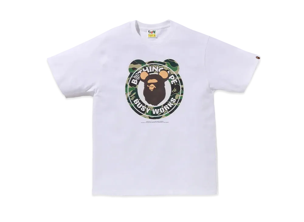 A BATHING APE x MEDICOM TOY ABC Camo Bear Busy Works Tee "White"