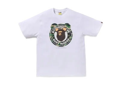 A BATHING APE x MEDICOM TOY ABC Camo Bear Busy Works Tee "White"