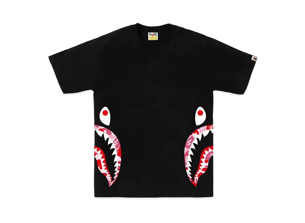 A BATHING APE ABC Camo Side Shark Tee "Black/Pink"