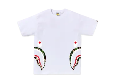 A BATHING APE ABC Camo Side Shark Tee "White/Green"