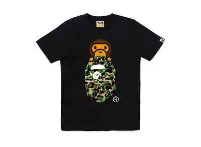 A BATHING APE ABC Camo Milo On Ape Head Tee "Black/Green"
