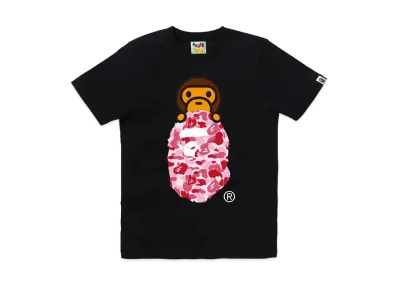 A BATHING APE ABC Camo Milo On Ape Head Tee "Black/Pink"