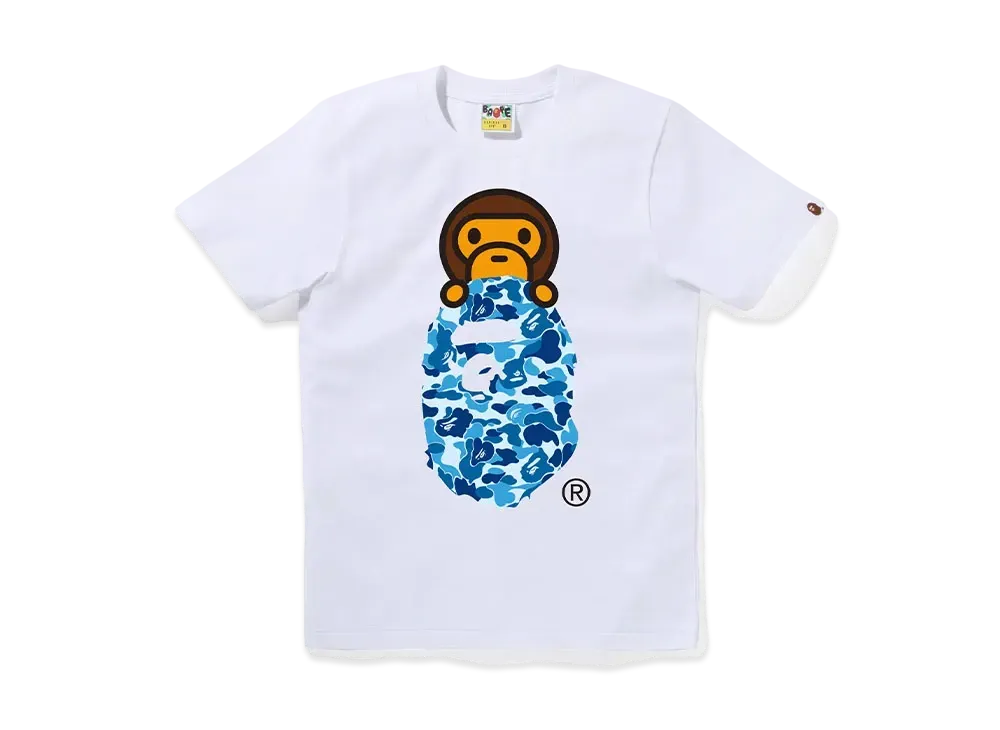 A BATHING APE ABC Camo Milo On Ape Head Tee "White/Blue"