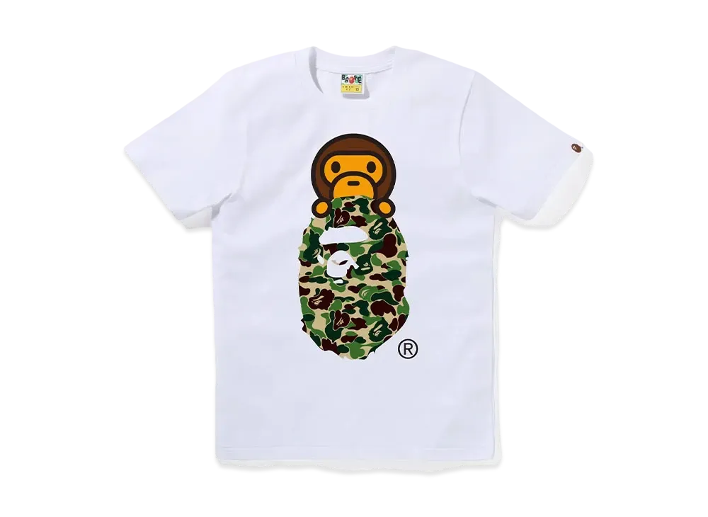 A BATHING APE ABC Camo Milo On Ape Head Tee "White/Green"