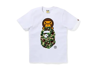 A BATHING APE ABC Camo Milo On Ape Head Tee "White/Green"