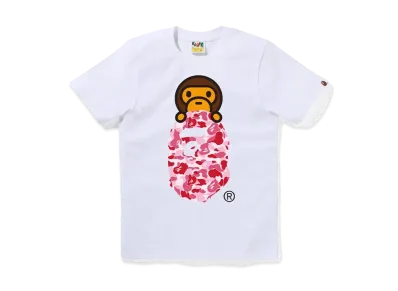 A BATHING APE ABC Camo Milo On Ape Head Tee "White/Pink"