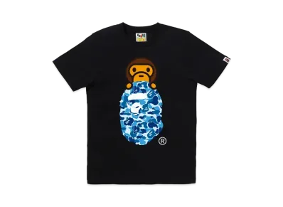 A BATHING APE ABC Camo Milo On Ape Head Tee "Black/Blue"
