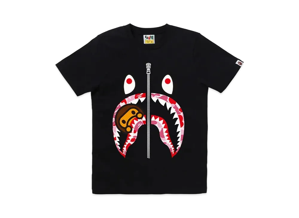A BATHING APE ABC Camo Milo Shark Tee "Black/Pink"