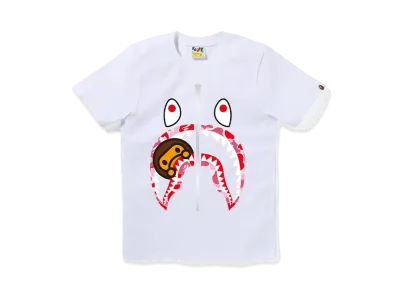 A BATHING APE ABC Camo Milo Shark Tee "White/Pink"