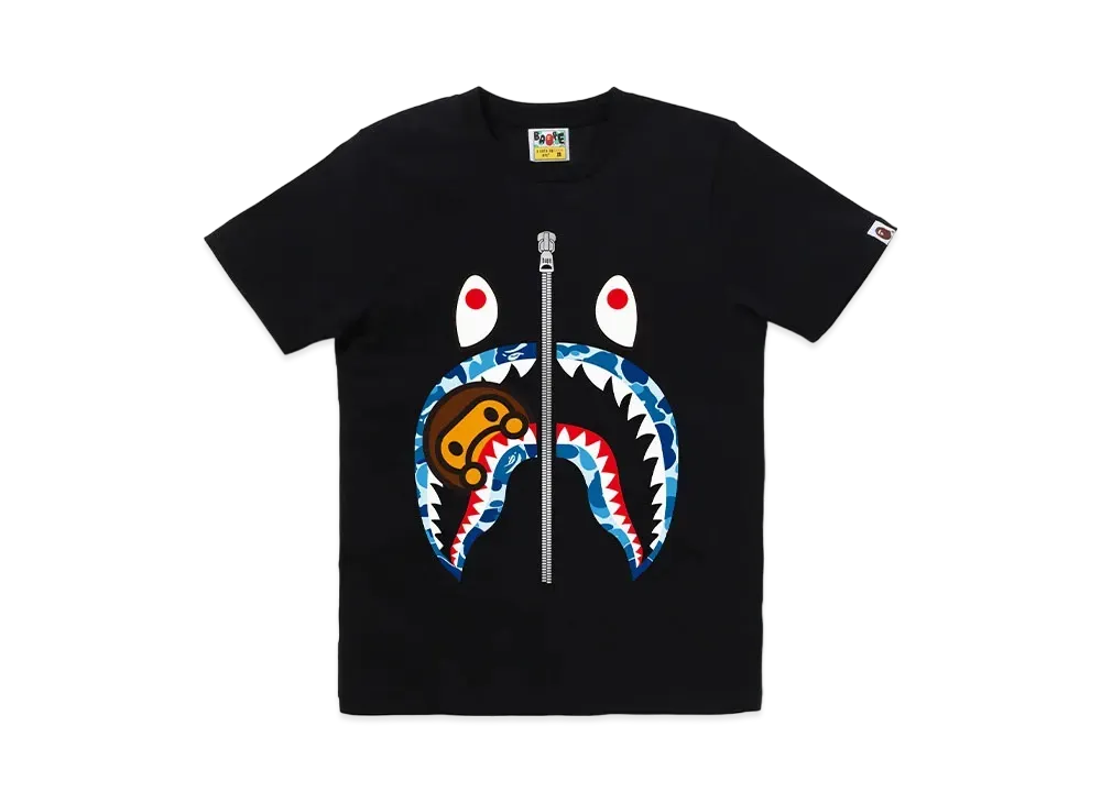 A BATHING APE ABC Camo Milo Shark Tee "Black/Blue"