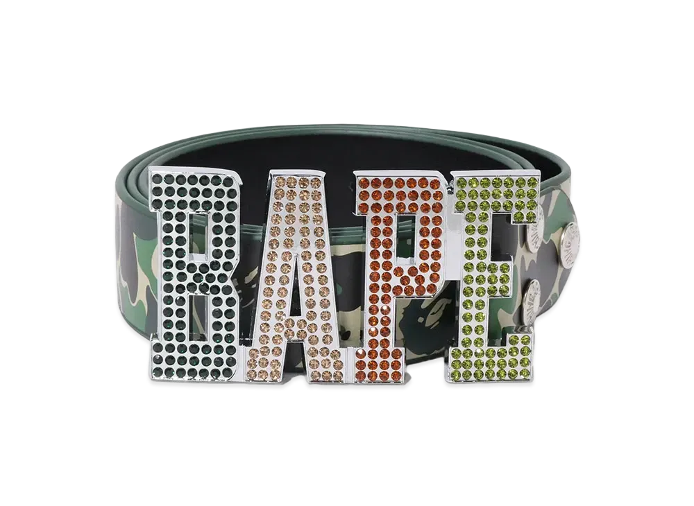 A BATHING APE ABC Camo Bape Leather Belt "Green"