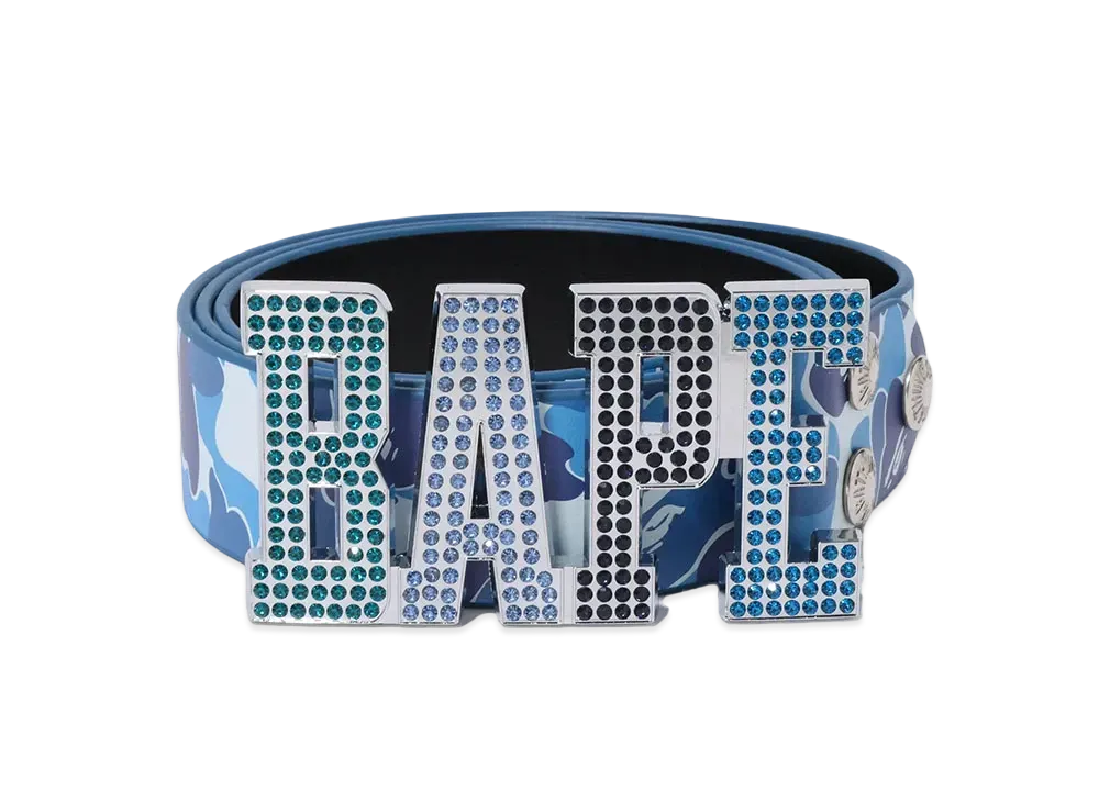 A BATHING APE ABC Camo Bape Leather Belt "Blue"