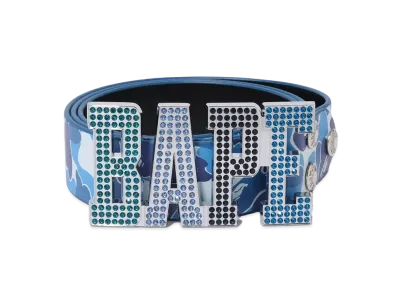 A BATHING APE ABC Camo Bape Leather Belt "Blue"