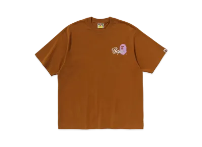 A BATHING APE Cursive College Logo Relaxed Fit Tee "Brown"
