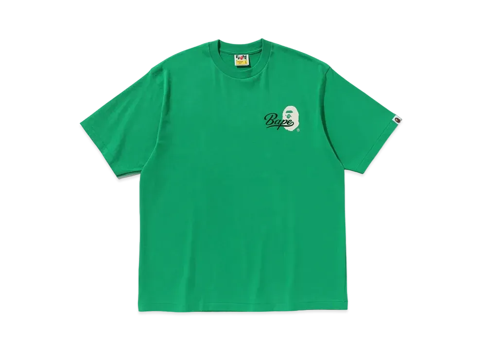 A BATHING APE Cursive College Logo Relaxed Fit Tee "Green"