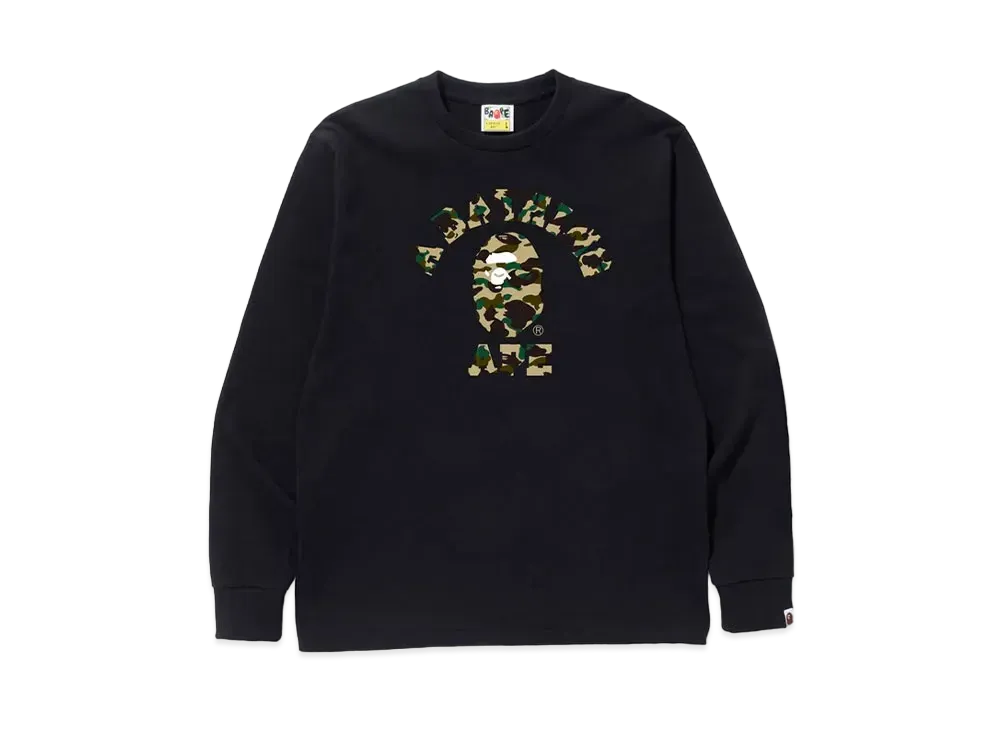 A BATHING APE 1st Camo College L/S Tee "Black/Yellow"