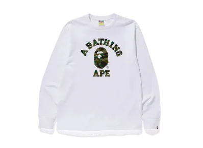 A BATHING APE 1st Camo College L/S Tee "White/Green"