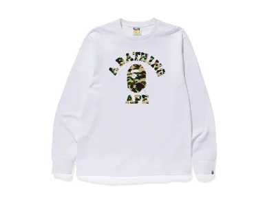 A BATHING APE 1st Camo College L/S Tee "White/Yellow"