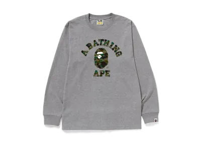 A BATHING APE 1st Camo College L/S Tee "Gray/Green"