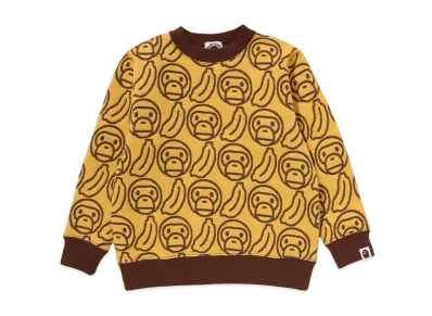 A BATHING APE Banana Milo Knit Jacquard Crewneck Sweatshirt "Yellow"