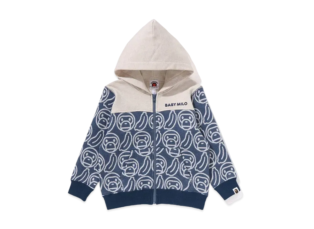 A BATHING APE Banana Milo Knit Jacquard Zip Hoodie "Navy"