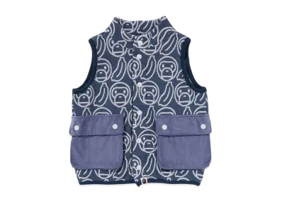 A BATHING APE Banana Milo Knit Jacquard Vest Baby "Navy"