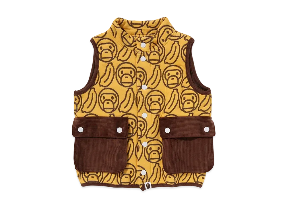 A BATHING APE Banana Milo Knit Jacquard Vest Kids "Yellow"