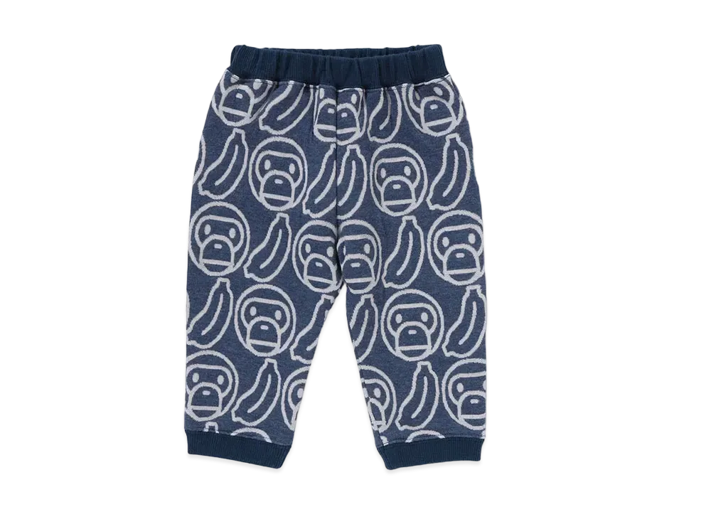 A BATHING APE Banana Milo Knit Jacquard Baby Pants "Navy"
