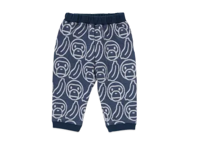 A BATHING APE Banana Milo Knit Jacquard Baby Pants "Navy"