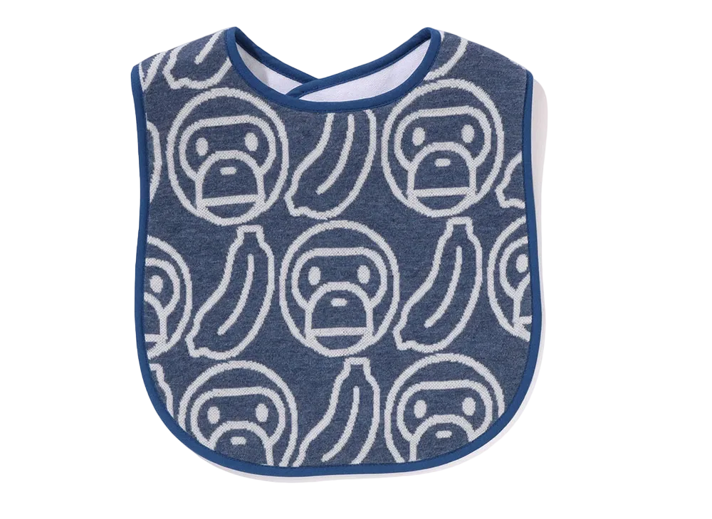 A BATHING APE Banana Milo Knit Jacquard Bib "Navy"