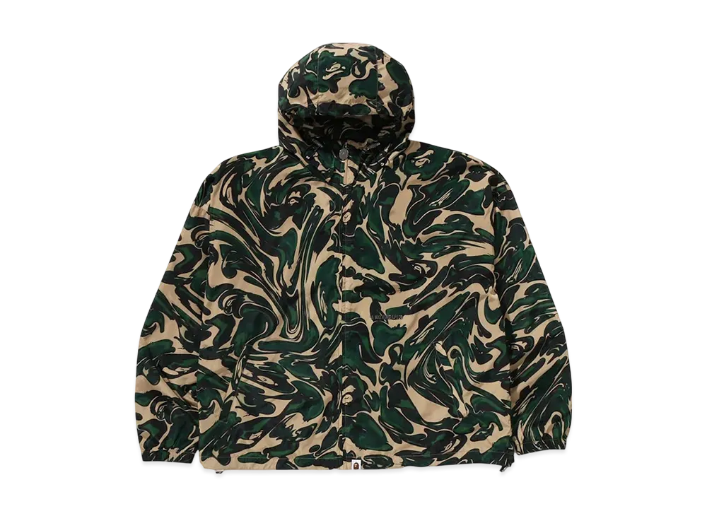 A BATHING APE Logo Nylon Hooded Jacket "Green"