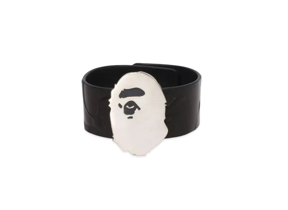 A BATHING APE Ape Head Silver Bracelet "Black"
