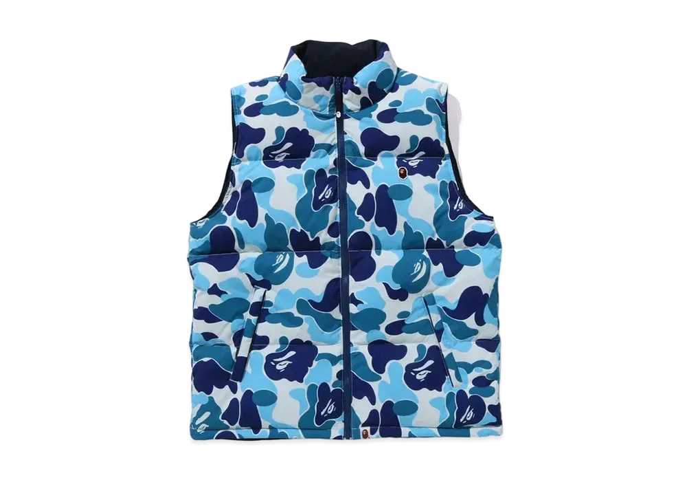 A BATHING APE ABC Camo Reversible Down Vest "Blue"