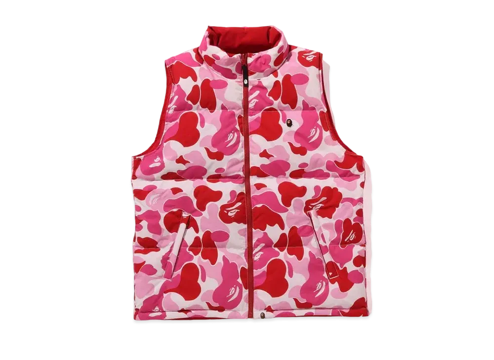 A BATHING APE ABC Camo Reversible Down Vest "Pink"