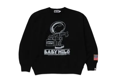 A BATHING APE Astronauts Milo Relaxed Fit Crewneck Sweatshirt "Black"