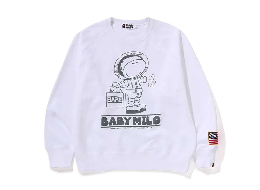 A BATHING APE Astronauts Milo Relaxed Fit Crewneck Sweatshirt "White"