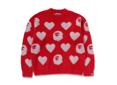 A BATHING APE I Love Bape Monogram Wool Mix Sweater "Red"