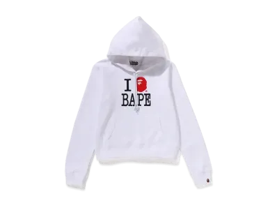 A BATHING APE I Love Bape Pullover Hoodie "White"