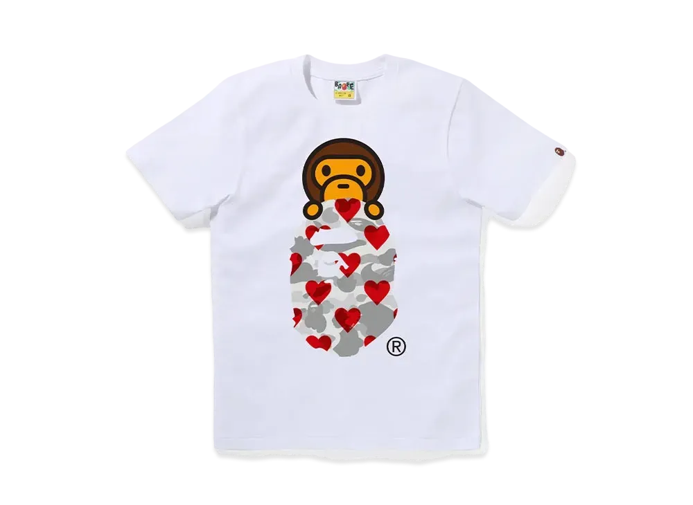 A BATHING APE I Love Bape Milo On Ape Head Tee "White/Gray"