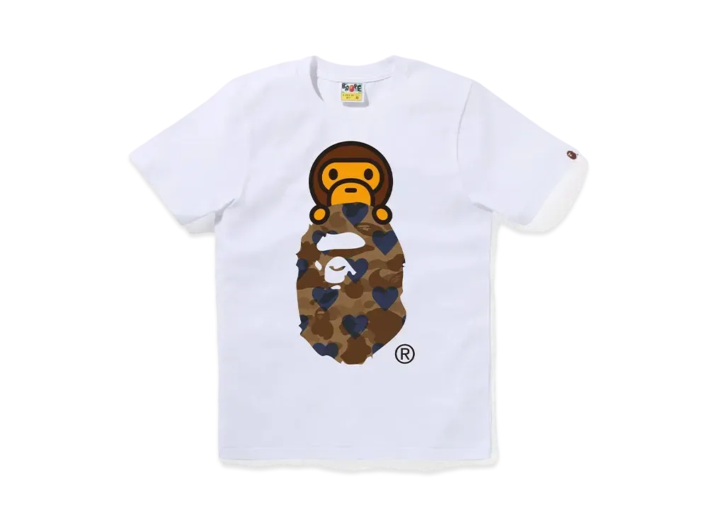 A BATHING APE I Love Bape Milo On Ape Head Tee "White/Brown"