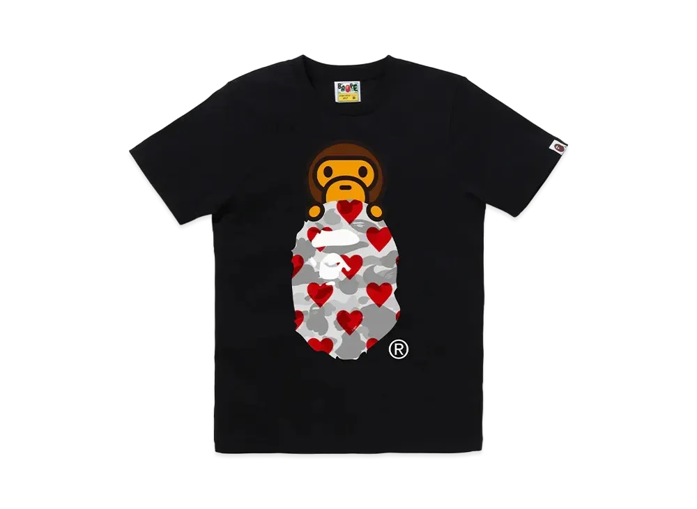 A BATHING APE I Love Bape Milo On Ape Head Tee "Black/Gray"