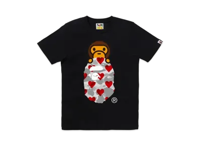 A BATHING APE I Love Bape Milo On Ape Head Tee "Black/Gray"