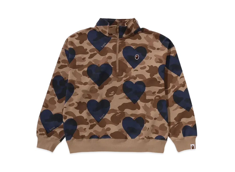 A BATHING APE I Love Bape Half Zip Sweatshirt "Brown"