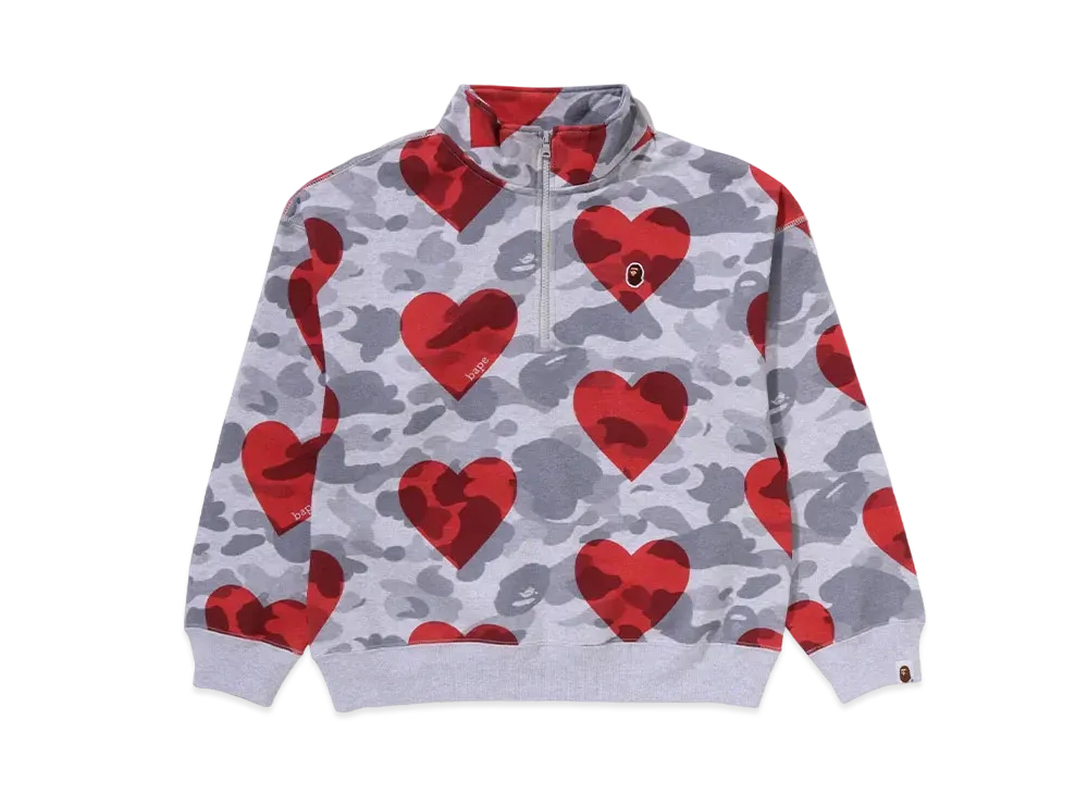 A BATHING APE I Love Bape Half Zip Sweatshirt "Gray"