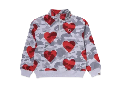 A BATHING APE I Love Bape Half Zip Sweatshirt "Gray"