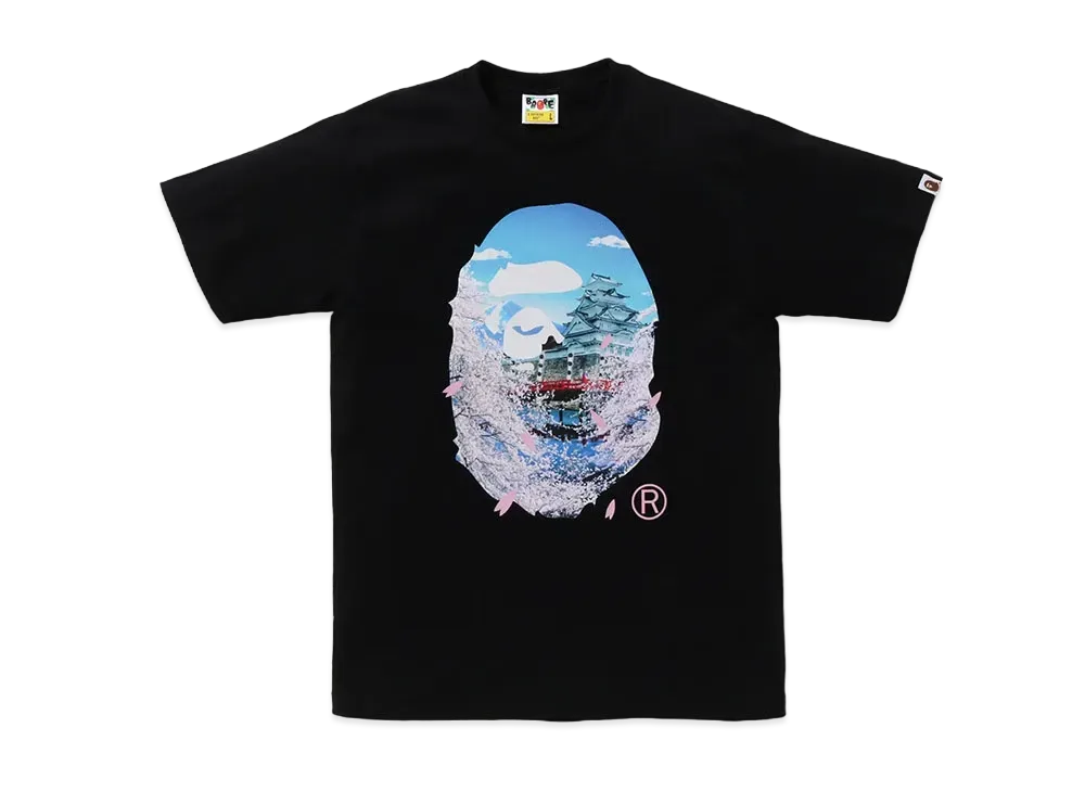 A BATHING APE Sakura Photo Ape Head Tee "Black"