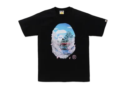 A BATHING APE Sakura Photo Ape Head Tee "Black"