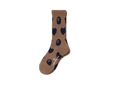 A BATHING APE I Love Bape Monogram Socks "Brown"
