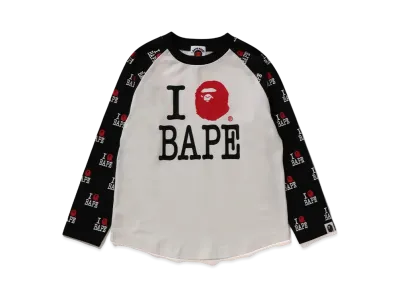 A BATHING APE I Love Bape Raglan LS Tee "White"